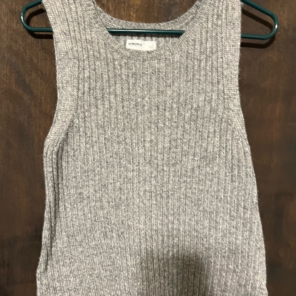 Sleeveless Somoma Ribbed Knit Tank Top sweater - Heather Gray